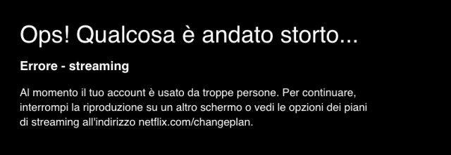 errore Netflix troppi dispositivi