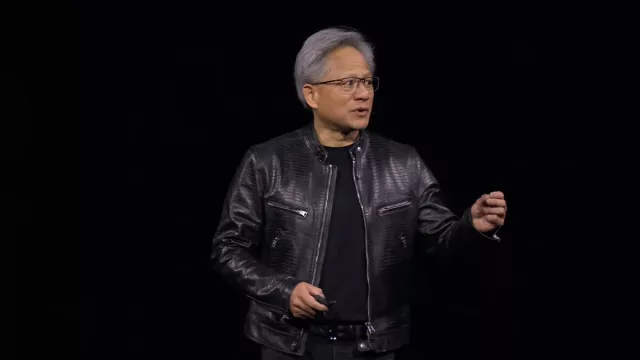 Il CEO di Nvidia Jensen Huang presenta la nuova giacca in pelle con stampa di lucertola da $8,990 e parla anche dei processori AI
