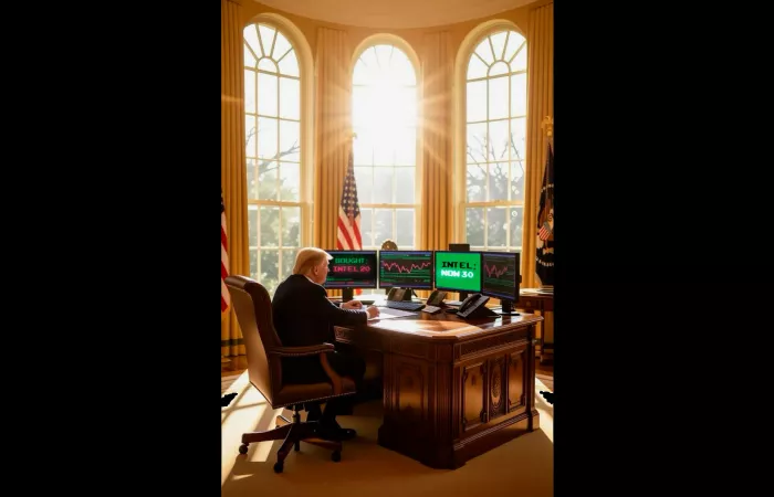 Trump e l'immagine AI di trading sullo stock Intel