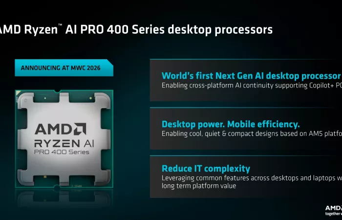 AMD presenta Ryzen AI 400 desktop: solo per OEM, fino a 8 core e Radeon 860M