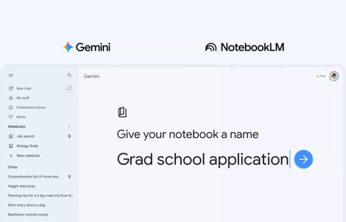 Gemini integra la funzione Notebooks sincronizzata con NotebookLM