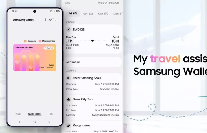 Samsung Wallet integra Trips, l'itinerario di viaggio automatico