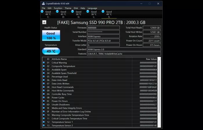 CrystalDiskInfo ora rileva gli SSD Samsung contraffatti