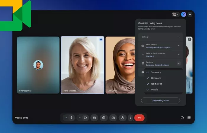 Google Meet potenzia l'AI notetaker con nuove opzioni di personalizzazione