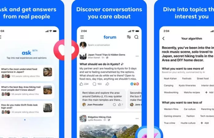 Meta lancia Forum: tutte le Facebook Groups in un'unica app