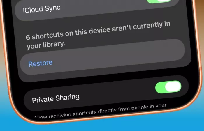 iOS 17 introduce il recupero delle scorciatoie scomparse in Shortcuts