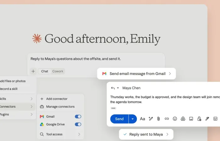 Claude diventa assistente attivo: ora invia e risponde alle email su Gmail