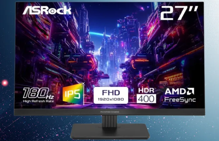 ASRock lancia monitor gaming 27'' FHD a 180Hz con FreeSync e HDR400