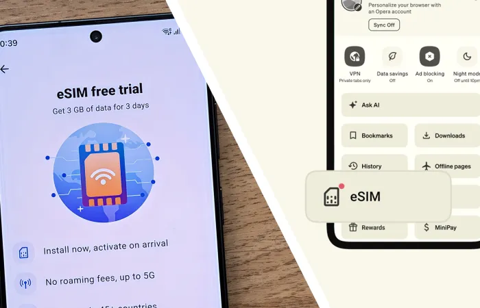 Opera integra eSIM con 3GB di dati gratis sul browser Android