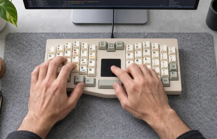 Vantex V1: tastiera meccanica split con touchpad centrale integrato